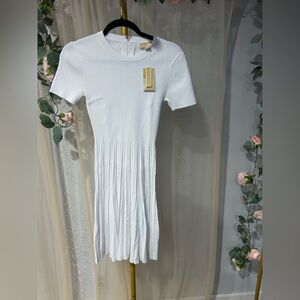 Michael Kors White Pleated Midi Dress